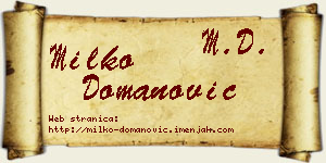 Milko Domanović vizit kartica